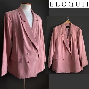 Eloquii Mauve Double-Breasted Blazer Modal Career Relaxed Fit Plus Size 22/24